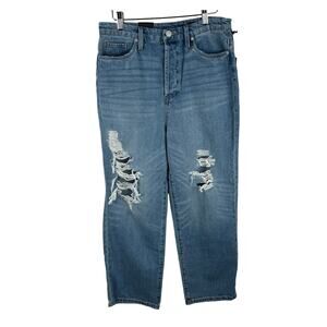 Womens The Baxter Ribcage Straight Leg Distressed Jeans‎ Size 29